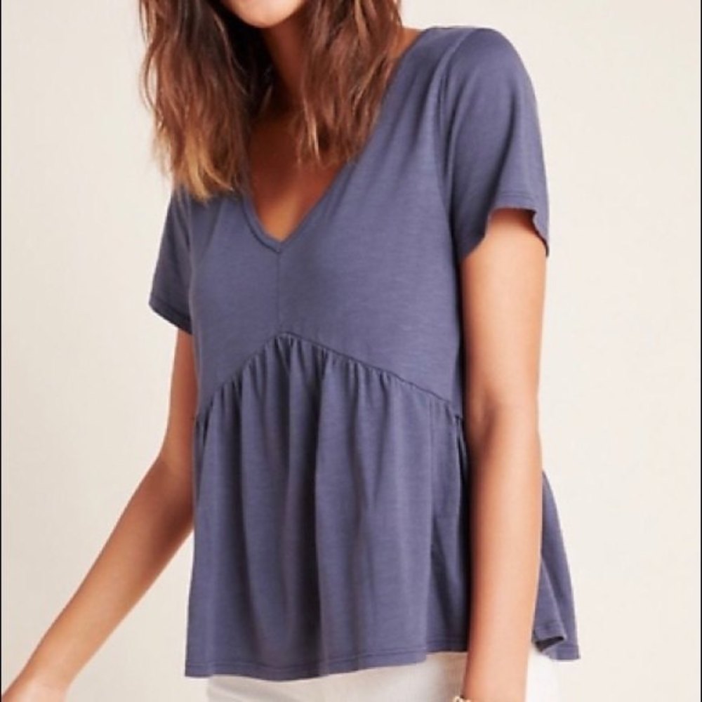 Anthropologie t. La Carbon short sleeve Holden v-neck t-shirt flowy boho lounge